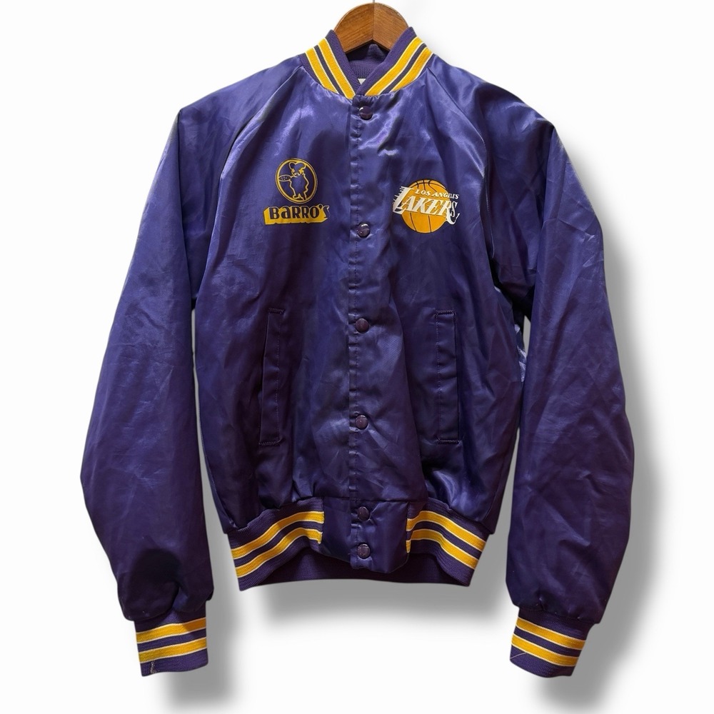 Vintage 80s LA Lakers NBA Satin Bomber Jacket‎ Chalk Line Children's XL Jr 18-20